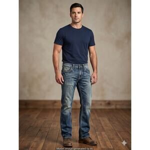 Royal Premium Men's Jeans 36x30 Medium Distressed Wash Straight Leg Denim Y2K